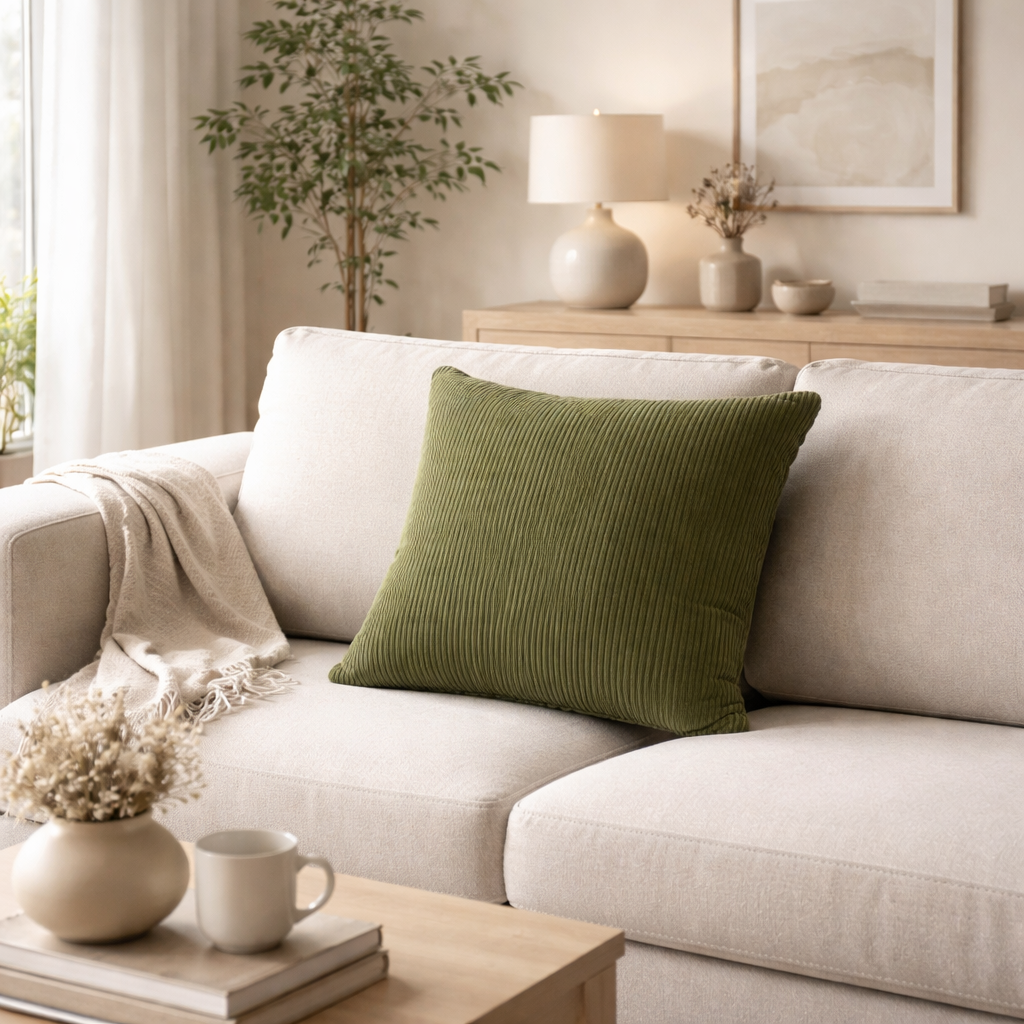 Corduroy Cushion Cover – Natural Texture (45×45 cm)