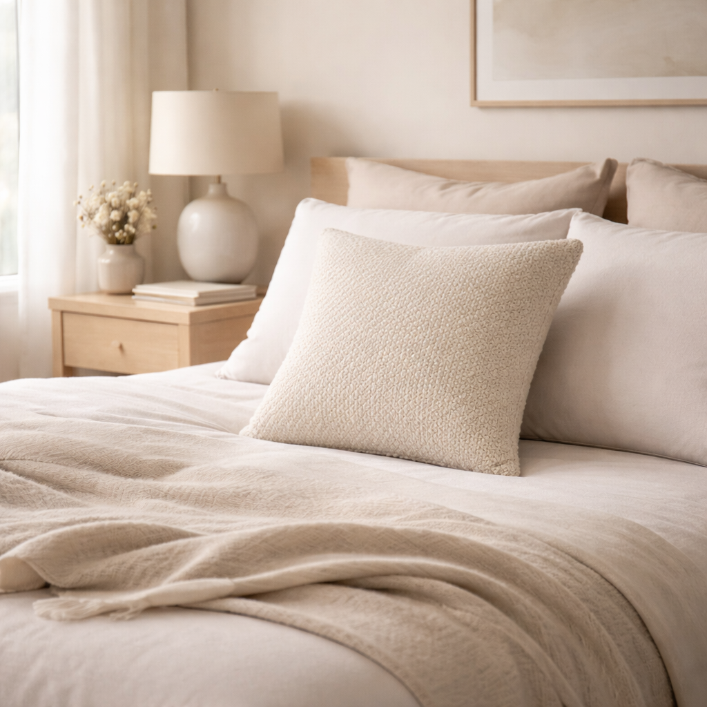 Bouclé Cushion Cover – Natural Texture (45×45 cm)