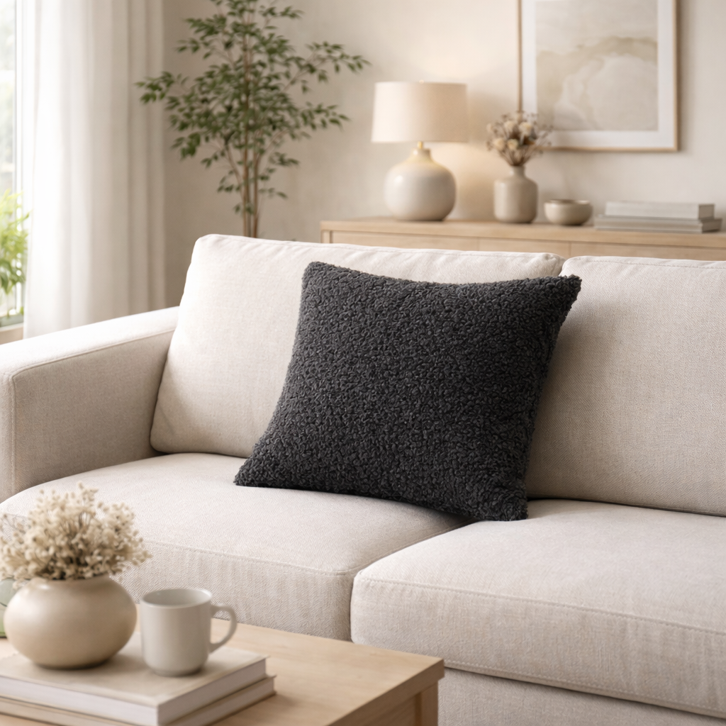 Bouclé Cushion Cover – Natural Texture (45×45 cm)